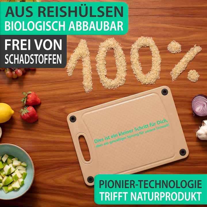 freegreen® GERMANY Schneidebrett aus Reishülsen | 100% biologisch abbaubar und kompostierbar | Inklu