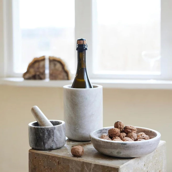 Sagaform Sten Mörser aus Travertin-Marmor in der Farbe Beige, Grösse: 5x20cm, 5018516