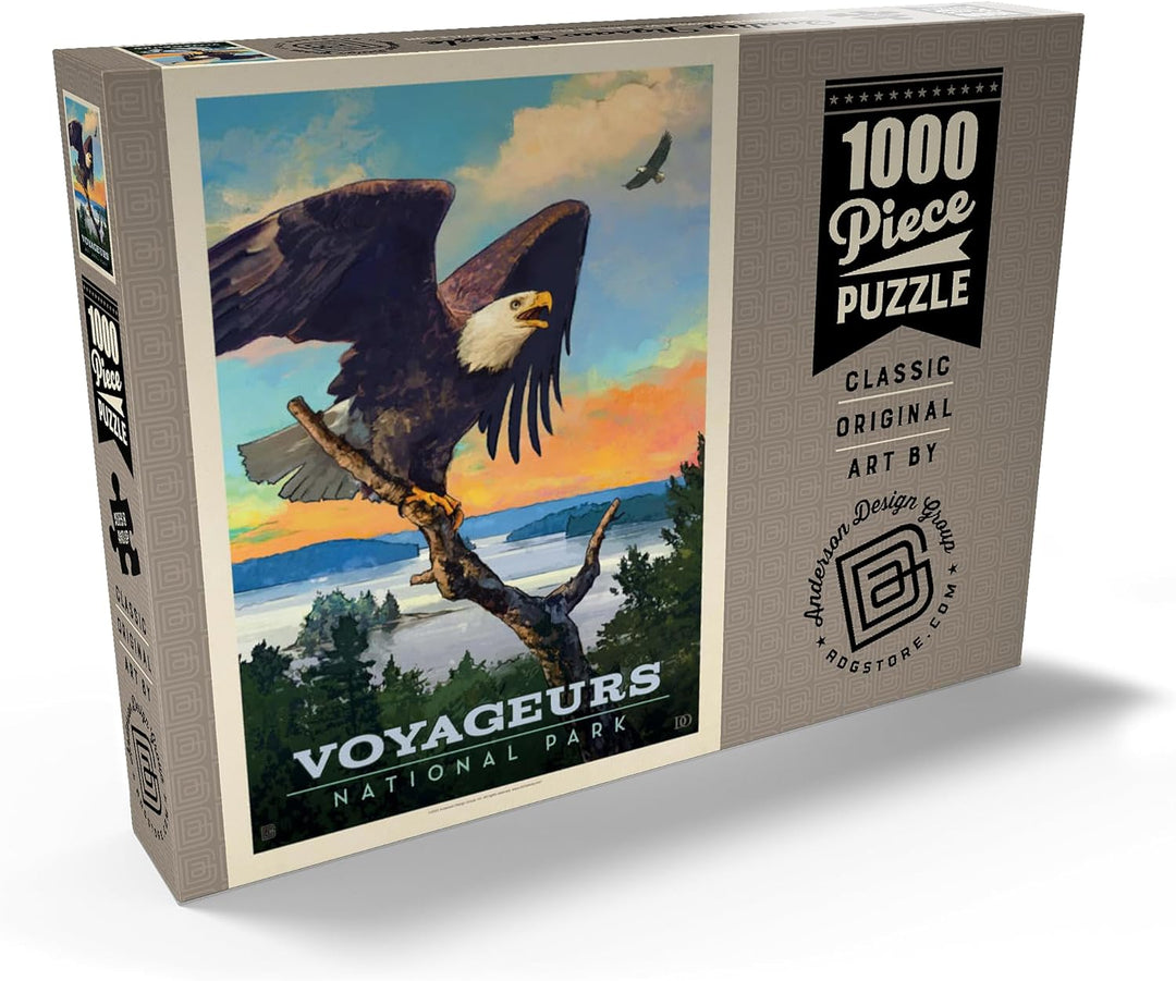 Voyageurs National Park: Bald Eagle, Vintage Poster - Premium 1000 Teile Puzzle - MyPuzzle Sonderkol