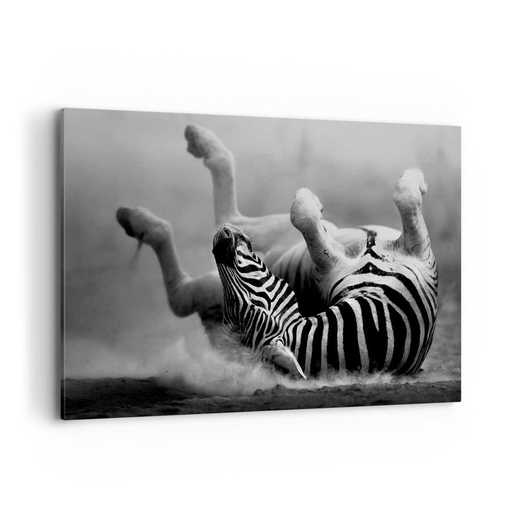 Bilder auf Leinwand 100x70cm Leinwandbild Zebra Streifen Tier wild Gross Wanddeko Bild Schlafzimmer