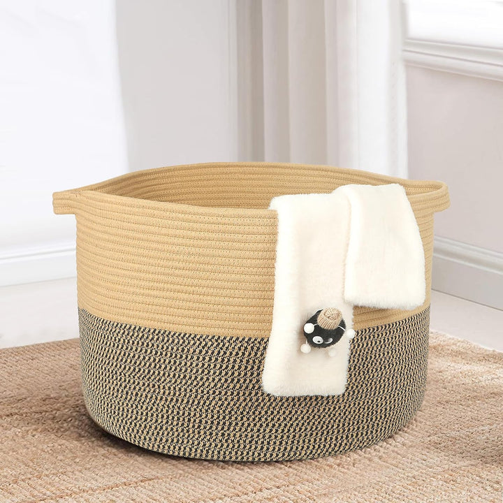 Withosent 100L Wäschekorb Geflochten aus Baumwolle, Wäschesammler mit Henkel, Laundry Basket Aufbewa