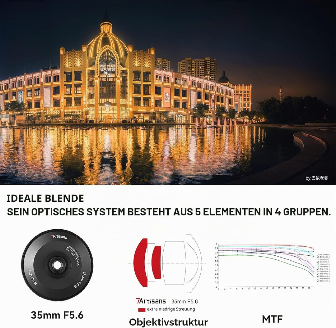 7artisans 35 mm f5.6 Vollrahmen manueller Fokus ultradünnes Objektiv für Nikon spiegellose Kamera Z6