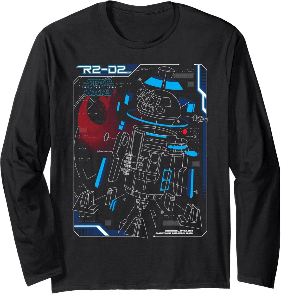 Star Wars The Last Jedi R2-D2 Schematics Rebel Poster Langarmshirt
