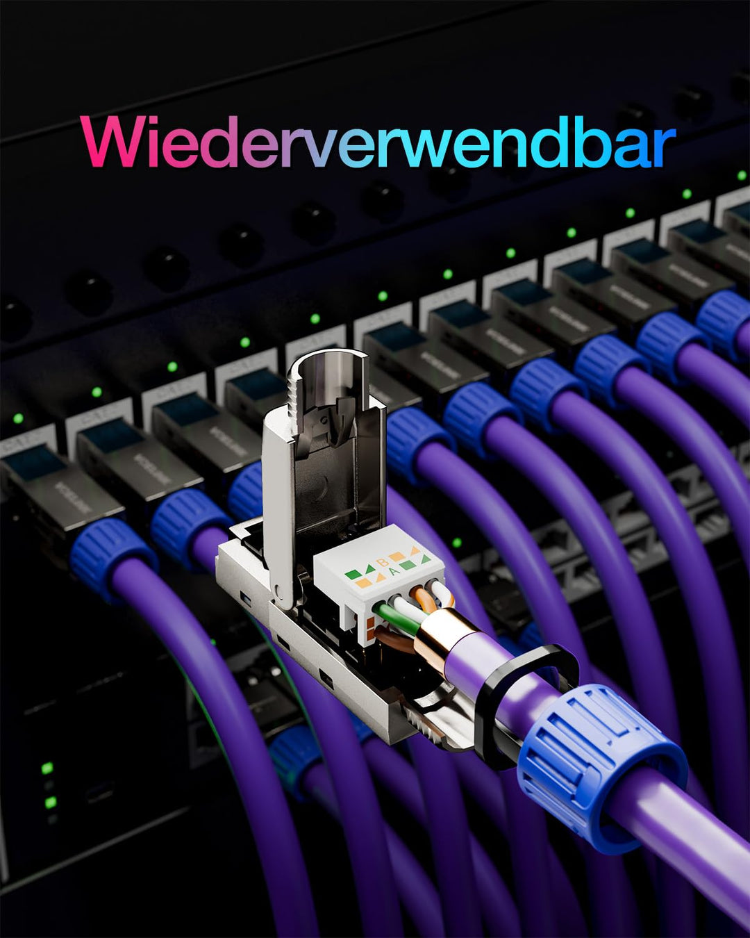 VCELINK RJ45 Stecker Werkzeuglos für Verlegekabel Cat7 Cat6A Netzwerkstecker Werkzeuglos Feldkonfekt