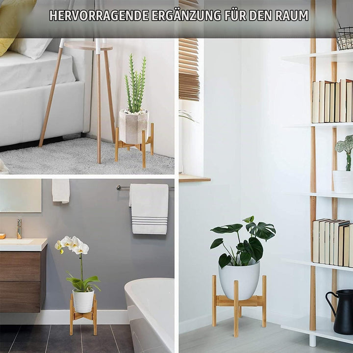 RHtvrll Blumenständer, Bambus Pflanzenständer, Verstellbarer Blumenregal, Blumentopfständer Topfgest