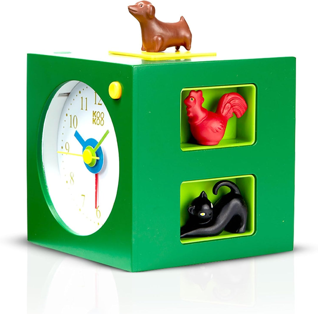 KOOKOO KidsAlarm Grün, Kinderwecker mit 5 Bauernhoftieren und echten Aufnahmen, grün