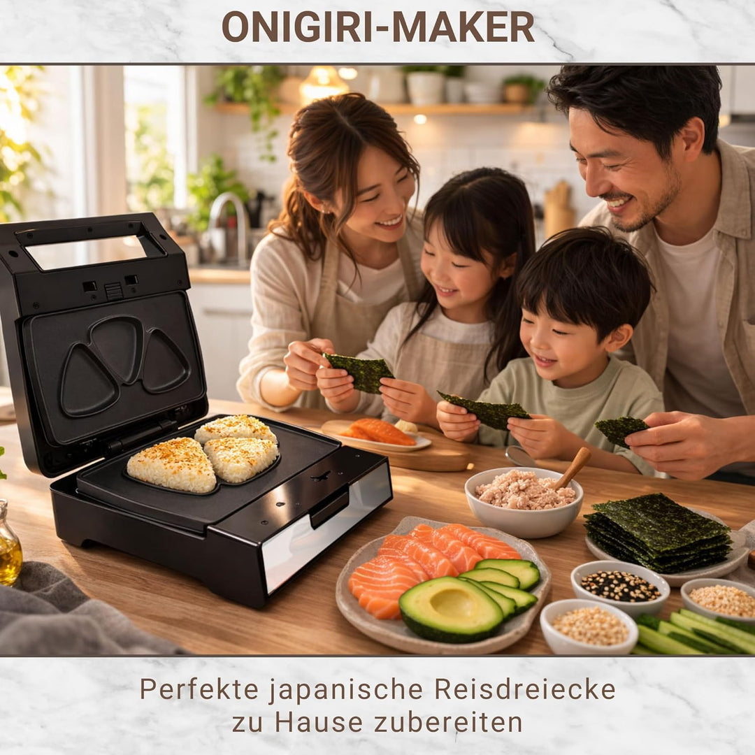 Syntrox Onigiri Maker mit Wechselplatten, Edelstahl, schnelles Aufheizen, Antihaftbeschichtet, versc