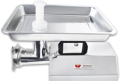 Beeketal 'FW1100' Profi Edelstahl Fleischwolf mit Wurstfüller Aufsatz, 220 kg/Std. Durchsatz, 1100W