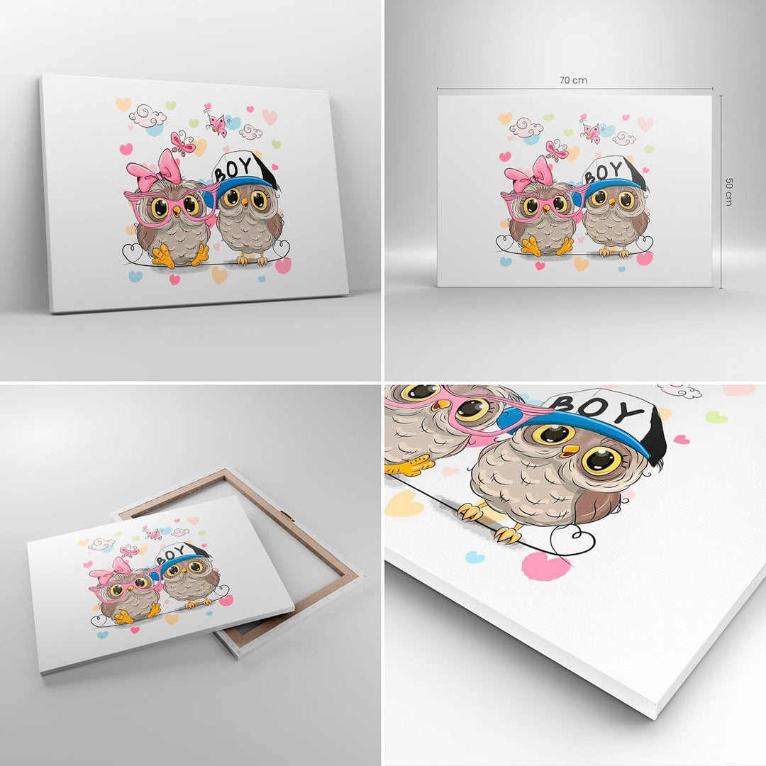 Bilder auf Leinwand Eule zeichnung farbig muster Leinwandbild 70x50cm Wandbilder Dekoration Wohnzimm