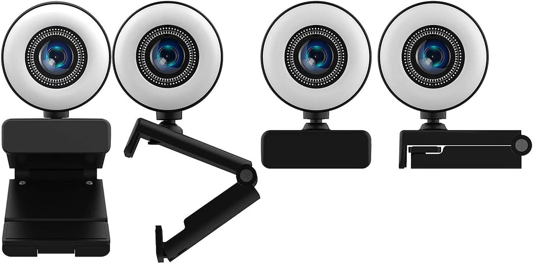 Somikon Webcam mit Licht: Full-HD-USB-Webcam mit LED-Ringlicht, Autofokus, Dual-Mikrofon, H.264 (Kam