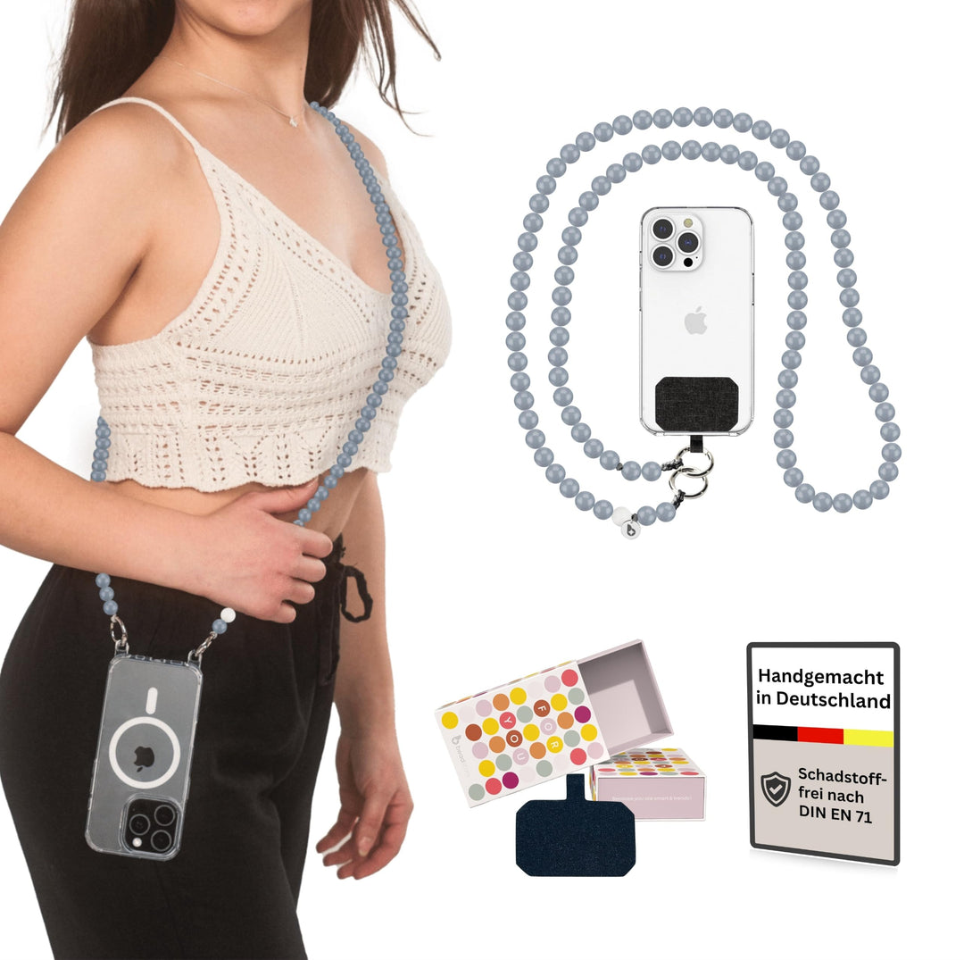 beadstars Perlen Handykette Universal zum Umhängen inkl. Patch und Geschenkbox, handgefertigt in Deu