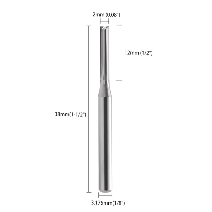 Schaftfräser,CNC fräser,fräser für oberfräse ,2 Flöten Gerade Fräser ，fräser 3.175mm 1/8"schaft，2mm
