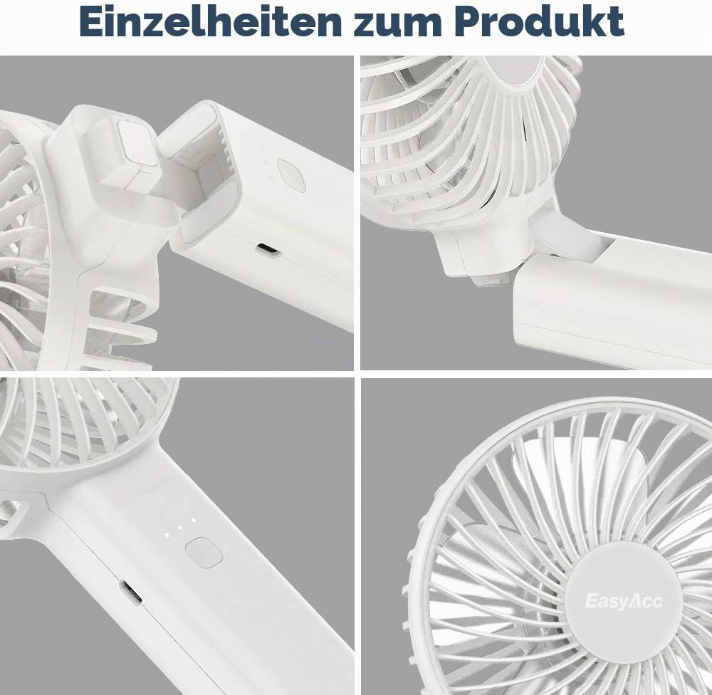 EasyAcc Handventilator, 5000mAh Mini Tragbarer Ventilator mit Powerbank-Funktion, Wiederaufladbar US
