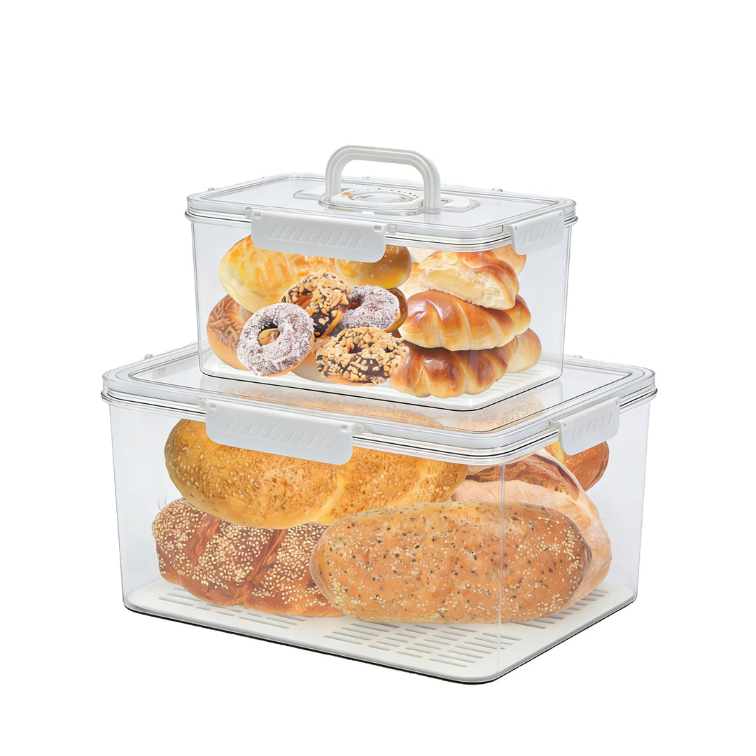 Brot Aufbewahrungsbox 2er Set Datumsanzeige mit integriertem Griff