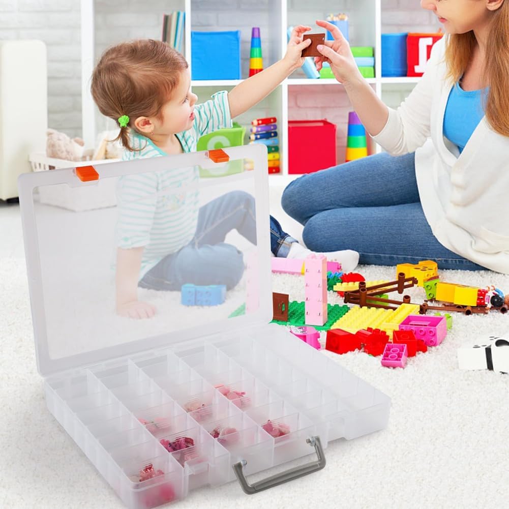 Grosse Organizer-Box Aus Kunststoff mit 48 Fächern und Verstellbaren Trennwänden, Organizer für die