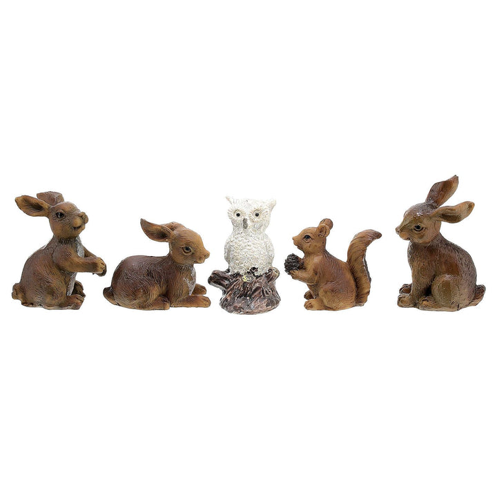 Tier-Set Eule Eichhörnchen Hase für Krippe, 12 cm