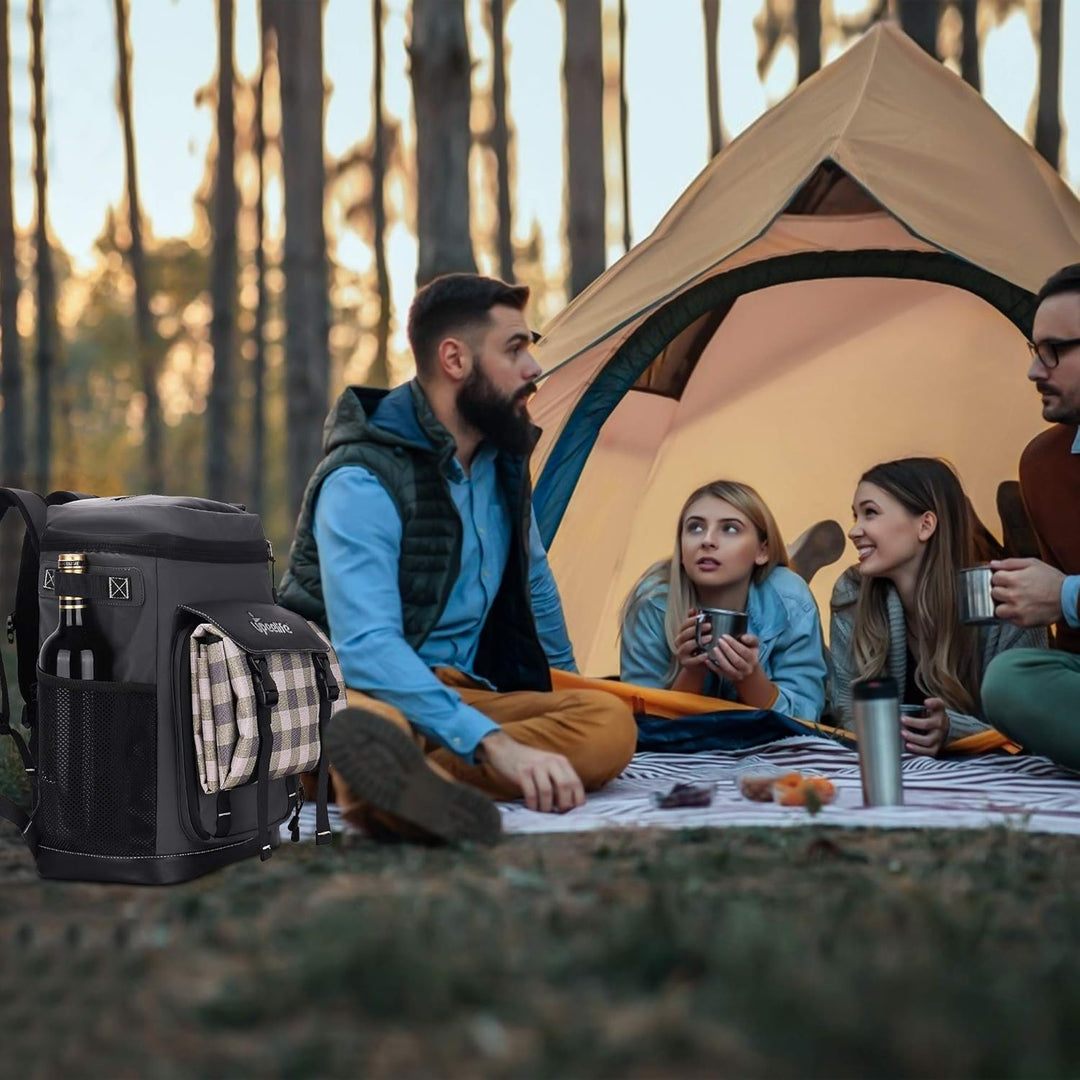 Upeelif Kühlrucksack 30L mit Picknickdeck Befestigungsband, Wasserdichter Picknickrucksack Kühltasch