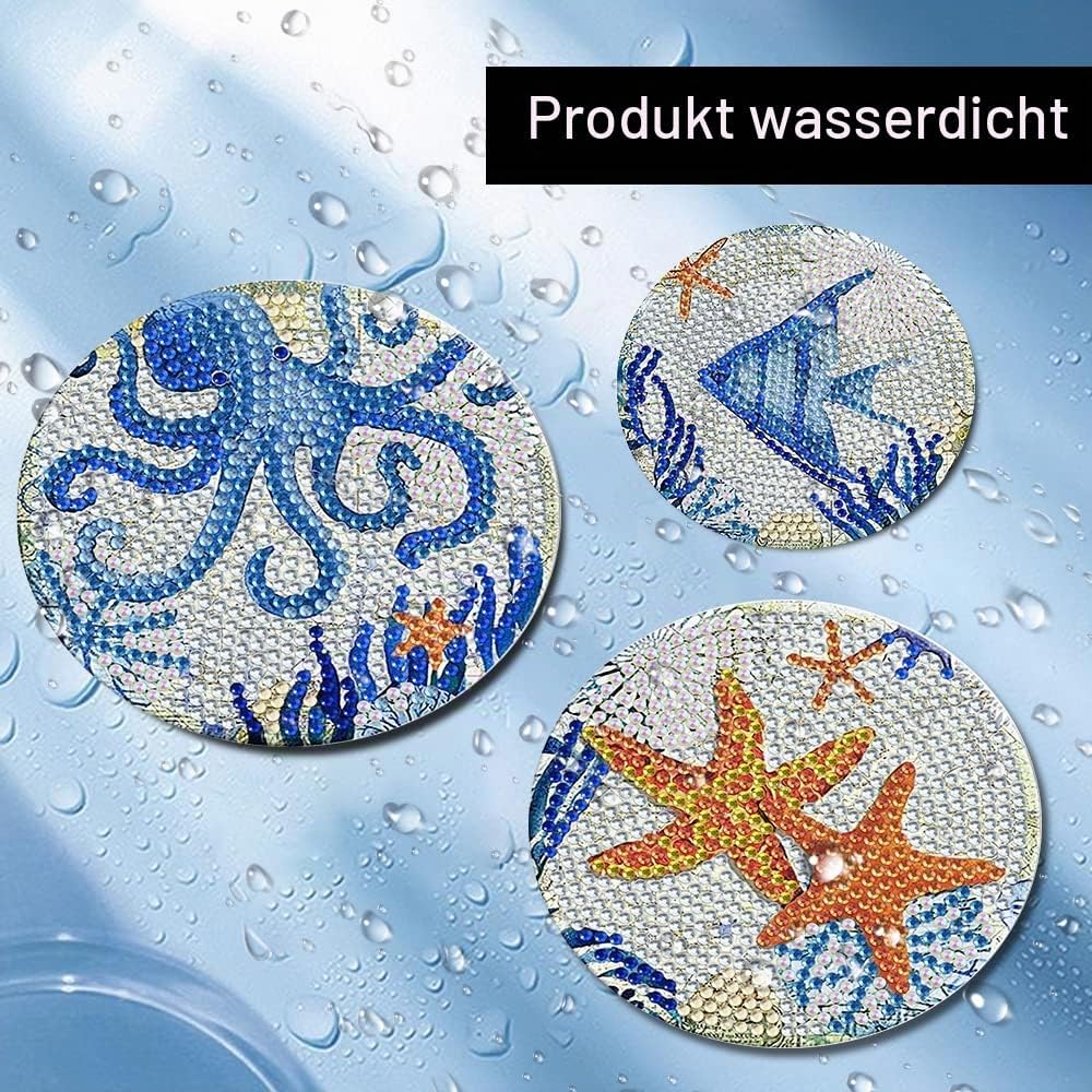 Diamond Painting Untersetzer, DIY Diamant Malerei Glasuntersetzer mit Halter, rutschfest Getränke Un