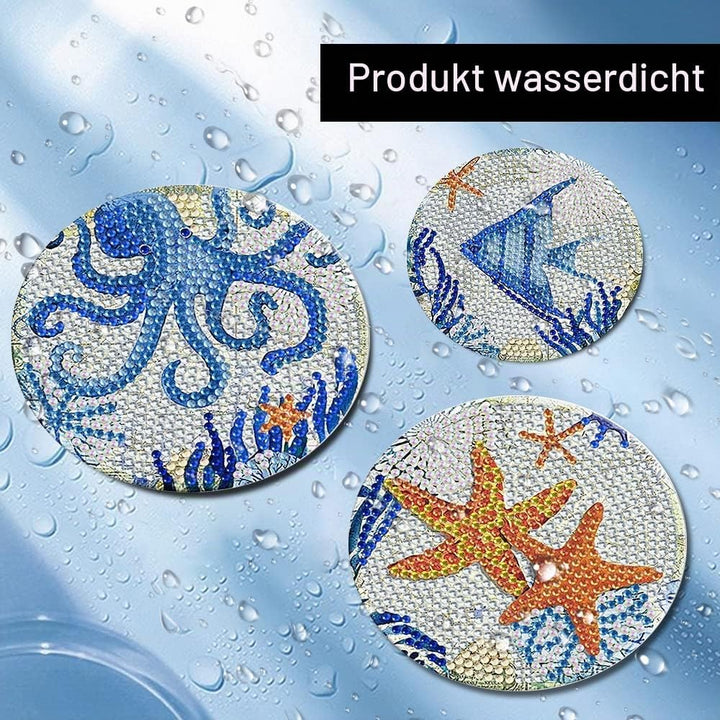 Diamond Painting Untersetzer, DIY Diamant Malerei Glasuntersetzer mit Halter, rutschfest Getränke Un