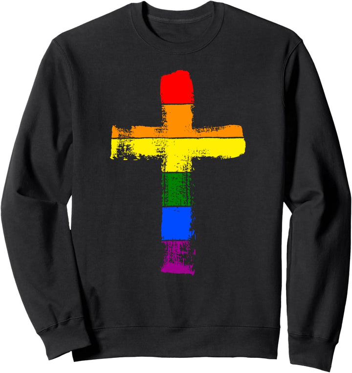 Kreuz in Regenbogenfarben, Gay Pride, christlich religiös Sweatshirt