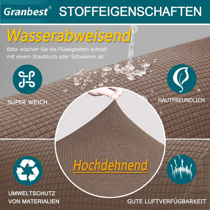 Granbest Premium Wasserdicht Sofa Sitzkissenbezug, High Stretch Jacquard Sitzkissenschutz Sofasitzbe