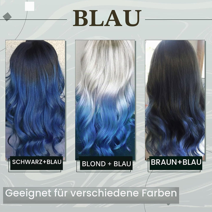 RUNATURE Clip in Extensions Echthaar 40cm Remy Clip Echthaar Extensions Glatt Haar Blau Clip in Haar