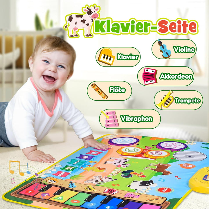 Dromlag 3 in 1 Musikmatte Kinderspielzeug 1 2 3 Jahre, Geschenk 1 Jahr Junge Mädchen 2 3 Jahre Spiel