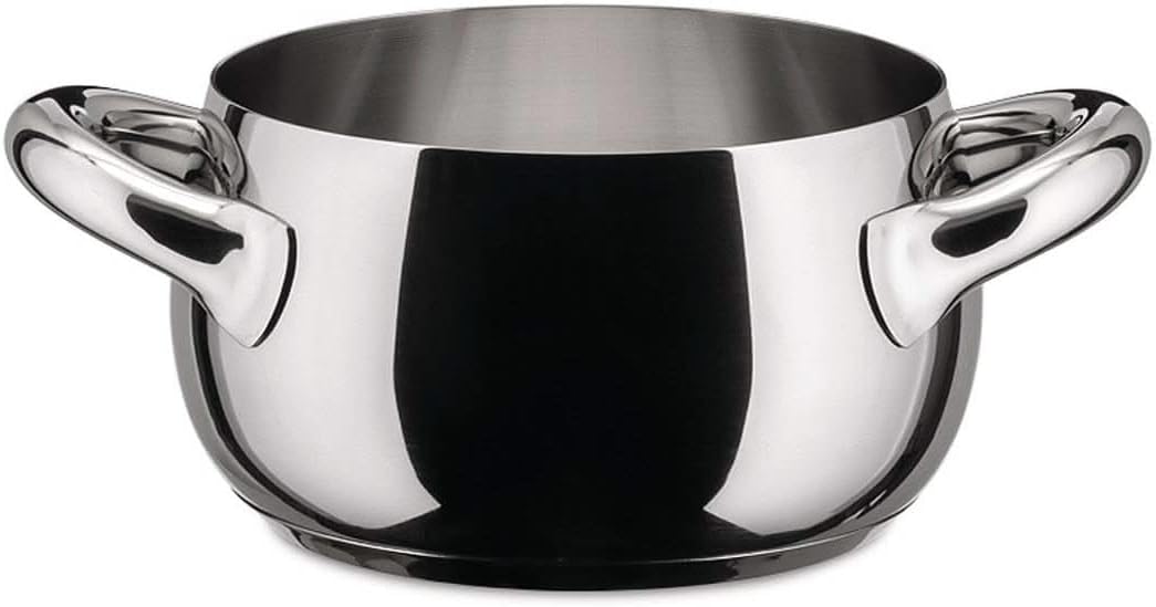 Alessi "MAMI" Kasserolle mit zwei Griffen aus Edelstahl, 24 cm Silber 24 cm, Silber 24 cm