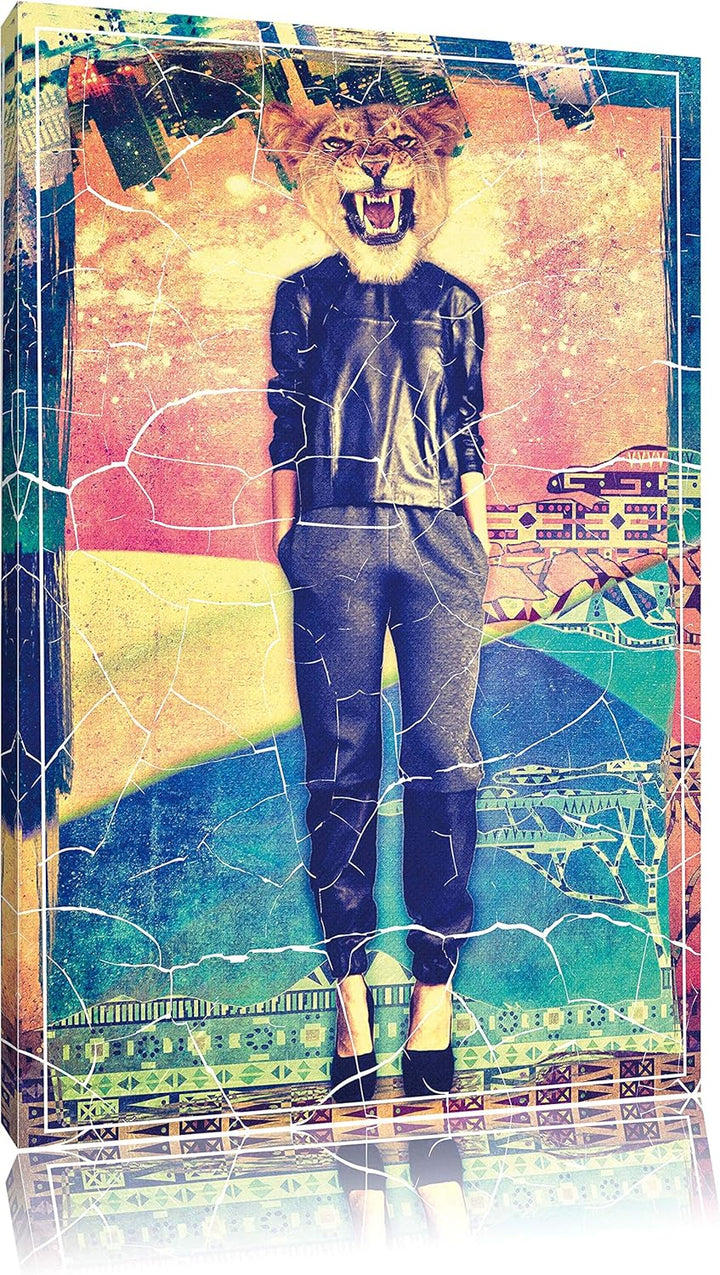 Lioness Leinwandbild Bild auf Leinwand, XXL riesige Bilder fertig gerahmt mit Keilrahmen, Kunstdruck