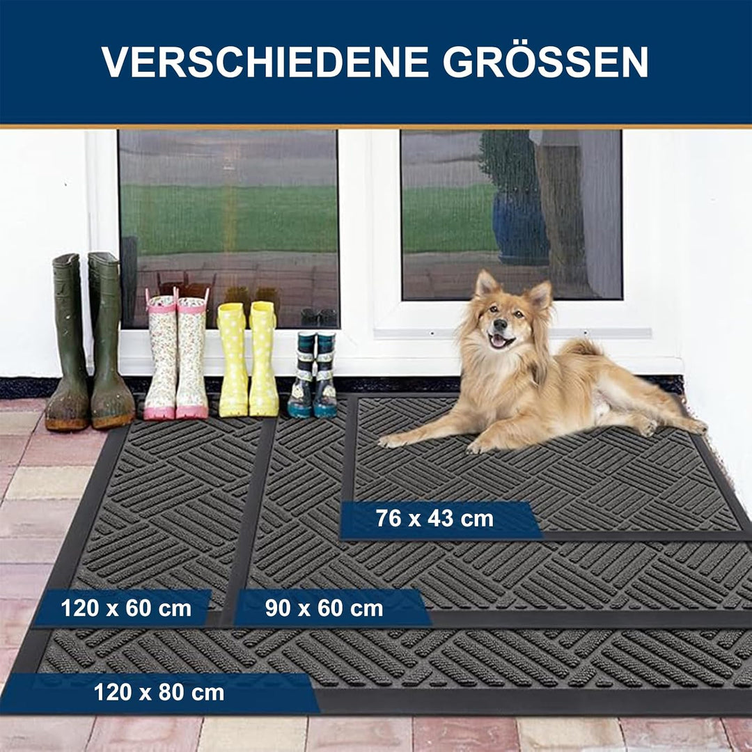 Fussmatte Aussen 60 x 90 cm, Silikon Schmutzfangmatte für Aussen &amp; Innen - rutschfest, Staubdicht un