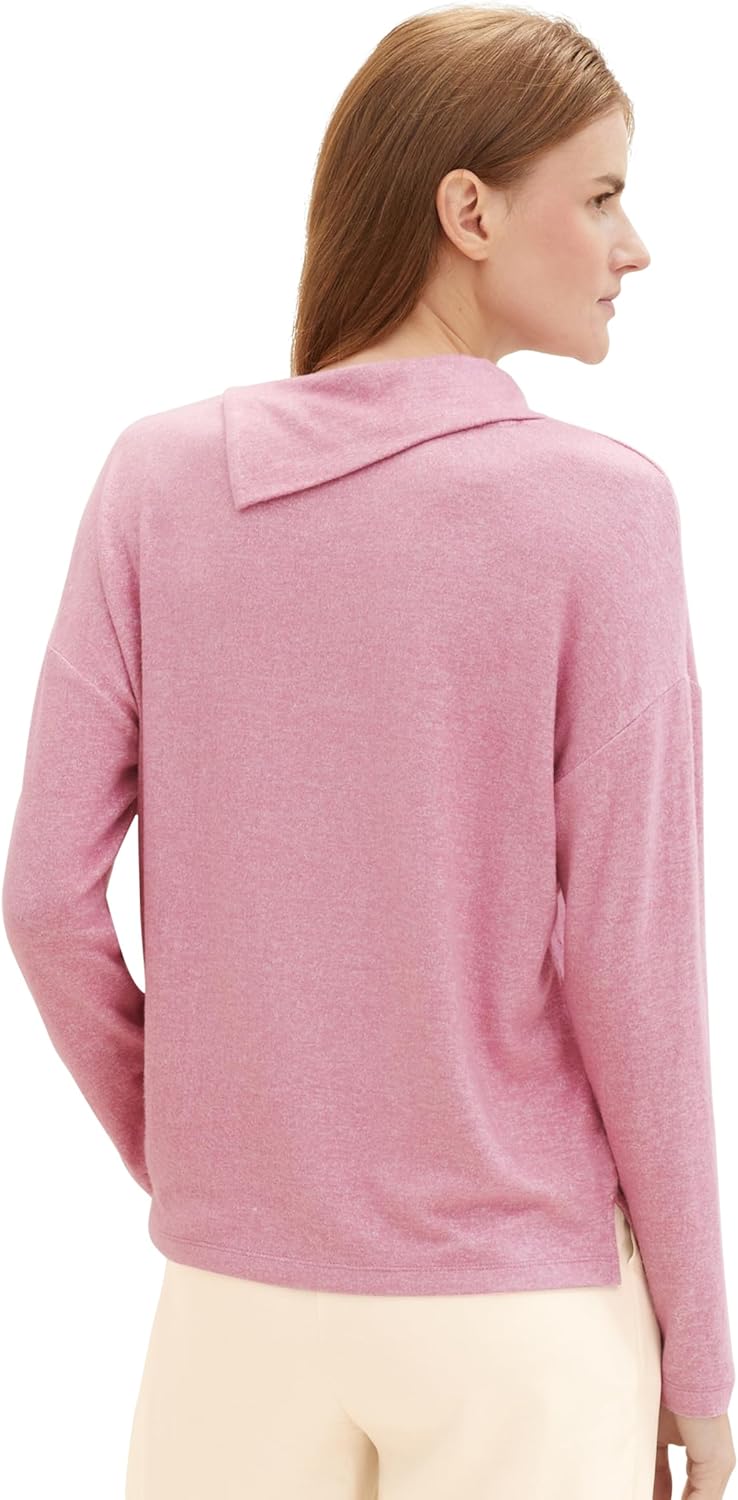 TOM TAILOR Damen Longsleeve T-Shirt S 33966 - Dusty Vanda Melange, S 33966 - Dusty Vanda Melange