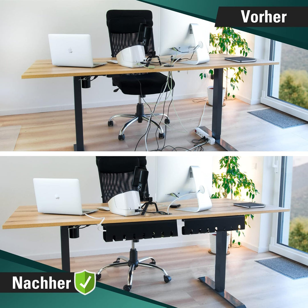 Fidelamo® Kabelkanal Schreibtisch [2 Stück] inkl. Zubehör + Kopfhörerhalter [1 Stück] - Komplettset