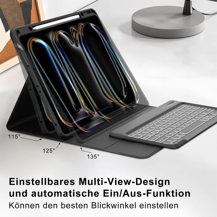 IVEOPPE Hülle mit Tastatur für iPad pro 13" 2024 (M4), Magnetisch Bluetooth QWERTZ Tastatur für iPad