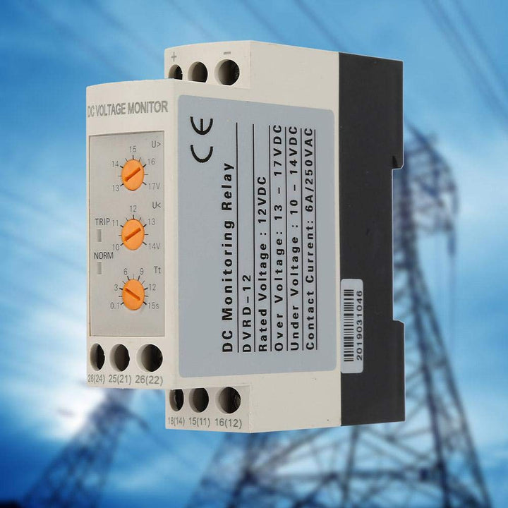 Spannungsüberwachungsrelais DC 12V/24V/36V/48V Überspannungs- und Unterspannungsschutzrelais 35MM Fü