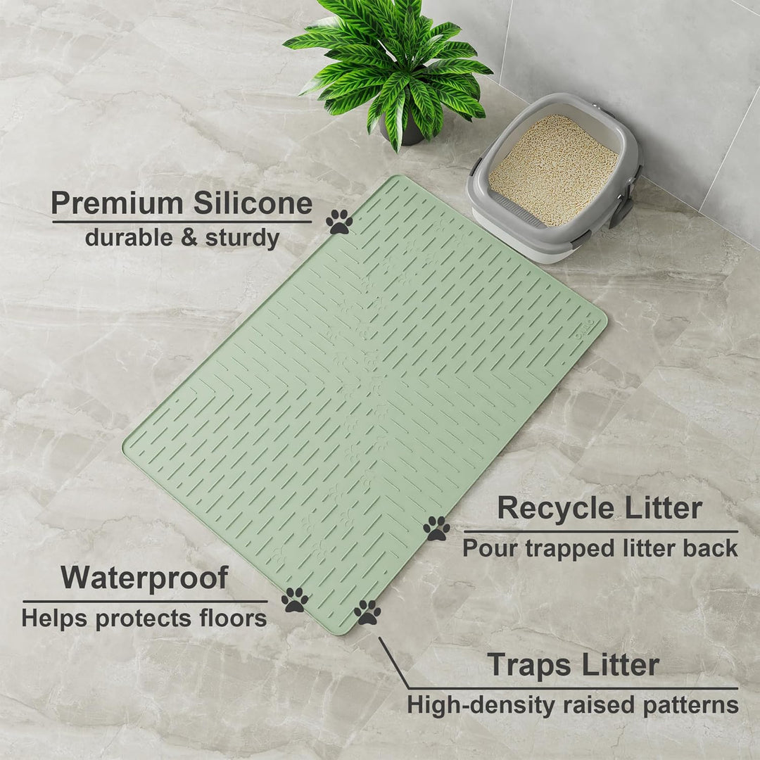 OHMO Katzenklo Matte aus Premium-Silikon 95x64cm Gross, Wasserdicht und BPA-Frei Katzenstreu Matte,