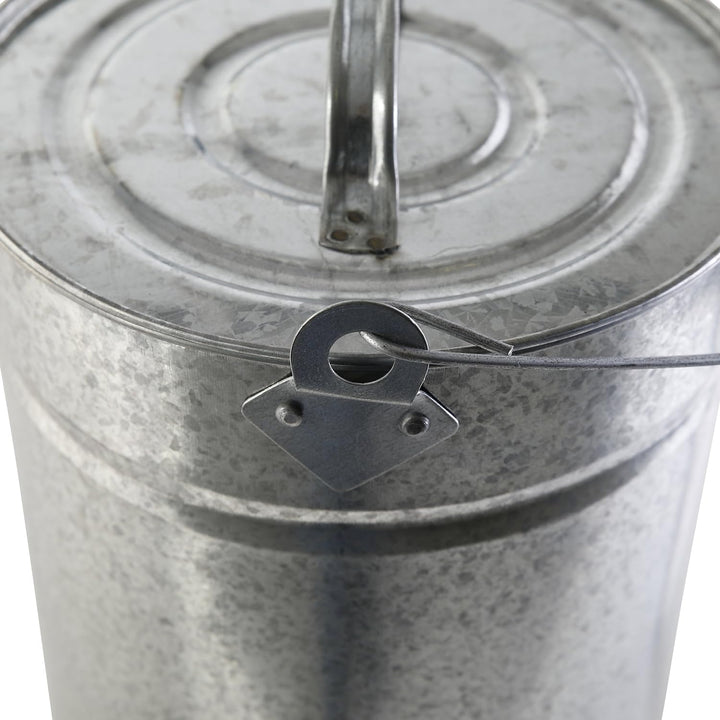 Kamino-Flam Zink-Ascheeimer mit Deckel - Kohleneimer klein, 14l - Kohleeimer verzinkt - Zinkeimer /