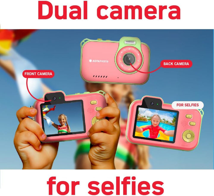 AgfaPhoto Realikids Cam Waterproof 2 – Kinderkamera, wasserdicht, 12 MP, HD-Video, Selfiemodus, Filt