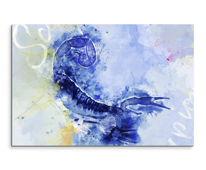 Paul Sinus Art Bild Leinwand 120x80cm Skorpion im Angriffsmodus mit Kalligraphie, 120x80cm