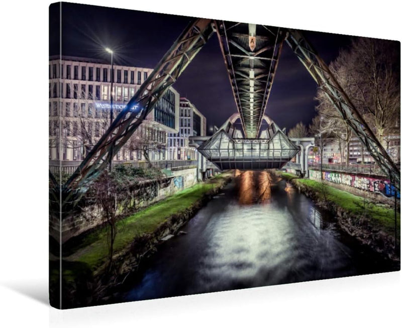 Premium Textil-Leinwand 45 x 30 cm Quer-Format Schwebebahnstation Wuppertal | Wandbild, HD-Bild auf