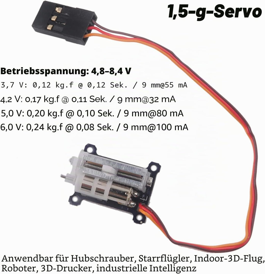 Wishiot 2 Stück winzige 1,5 g Servo Micro Linear Digital Servo Leichte Mini Grösse für Indoor Flugze