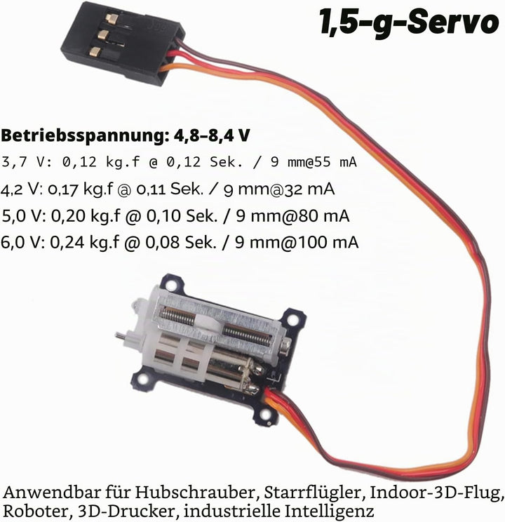 Wishiot 2 Stück winzige 1,5 g Servo Micro Linear Digital Servo Leichte Mini Grösse für Indoor Flugze
