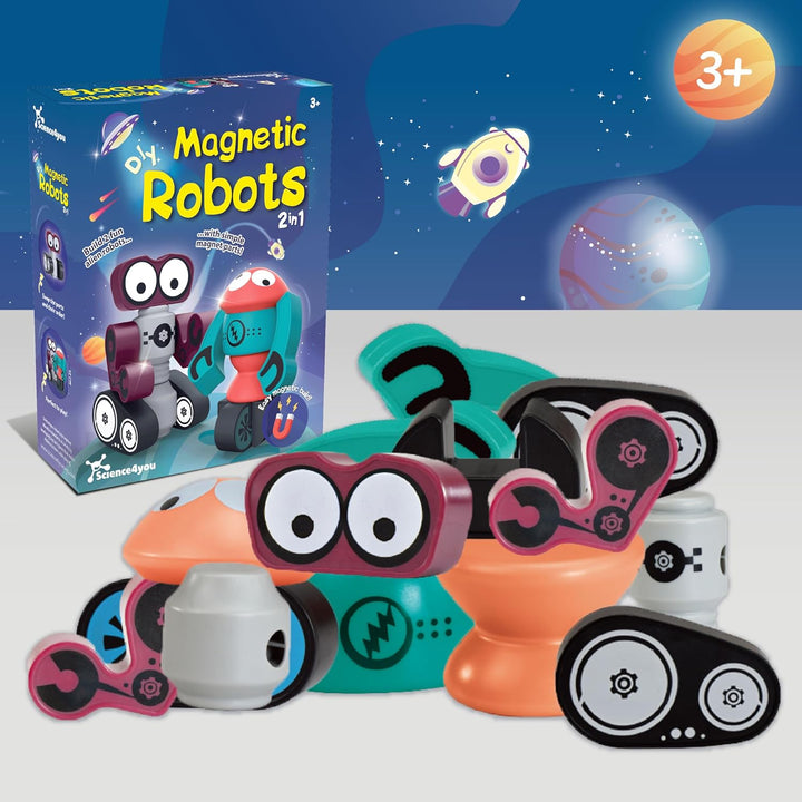 Science4you DIY Magnetische Roboter für Kinder – Magnetbaustein-Set Perfekt zum Stapeln, Magnetspiel