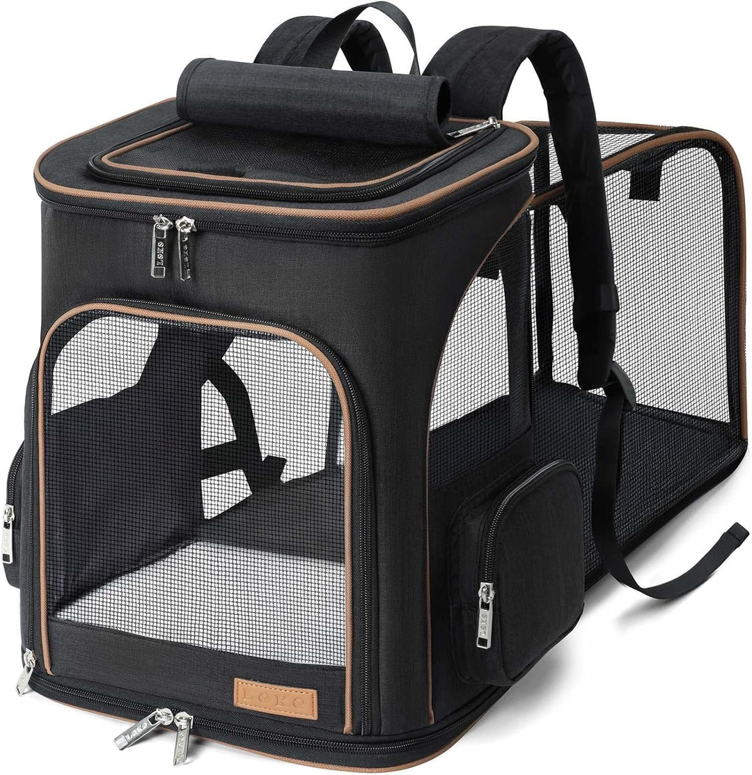 Lekesky Gross Katzenrucksack Hunderucksack für Katzen und Hunde bis 8-10kg, Erweiterbar Faltbare Hau
