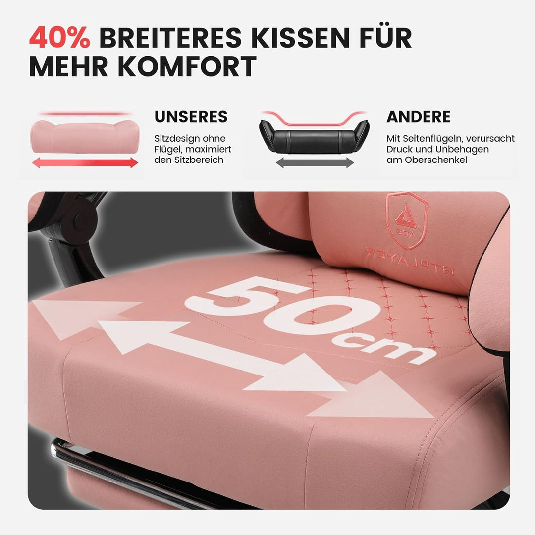 GTPLAYER Gaming Stuhl Stoff, Gaming Sessel mit Taschenfederkissen, ergonomischer Drehstuhl, Gamer St