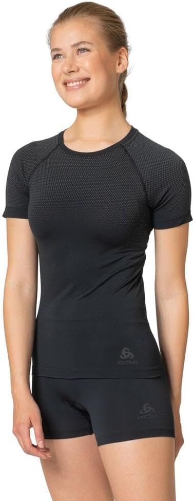 Odlo Damen Bl Top Crew Neck S/S Performance Light E T-Shirt XL Schwarz, XL Schwarz