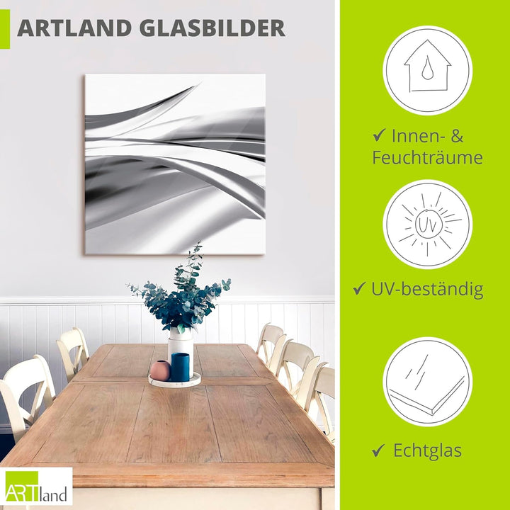 ARTland Glasbilder Wandbild Glas Bild einteilig 50x50 cm Quadratisch Moderne Kunst Abstrakt Modern R