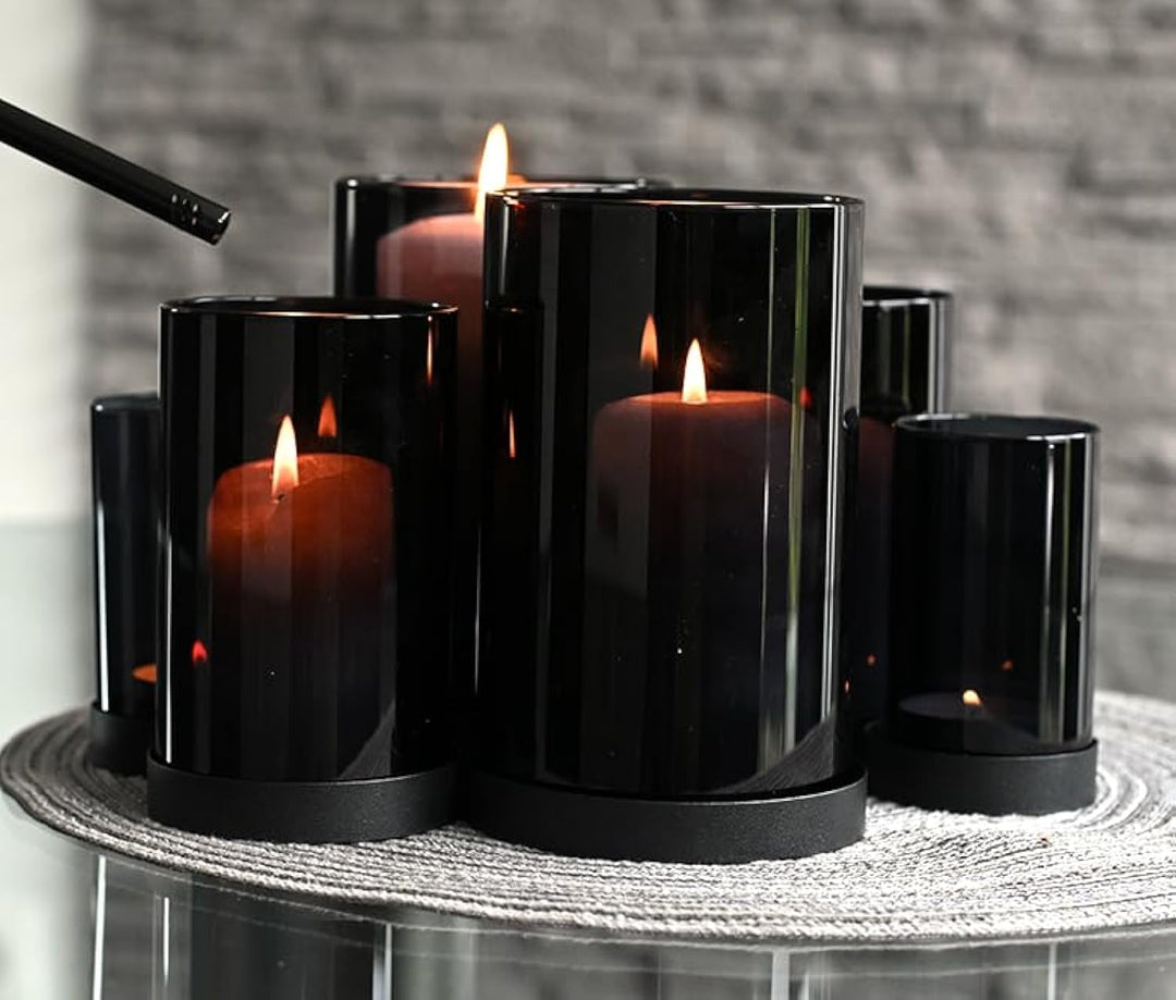CeleBig® Windlicht 2er Set (6 Gläser) mit Meereslicht-Effekt | Lichtermeer | Kerzenhalter mit Windli