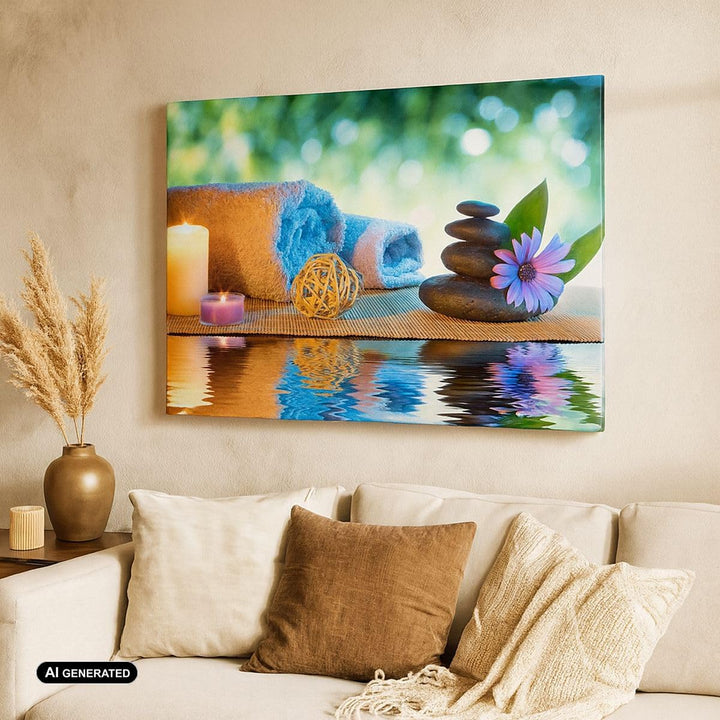 Bilder auf Leinwand Natur Entspannung Spa Kerzen Leinwandbild 70x50cm Wandbilder Dekoration Wohnzimm
