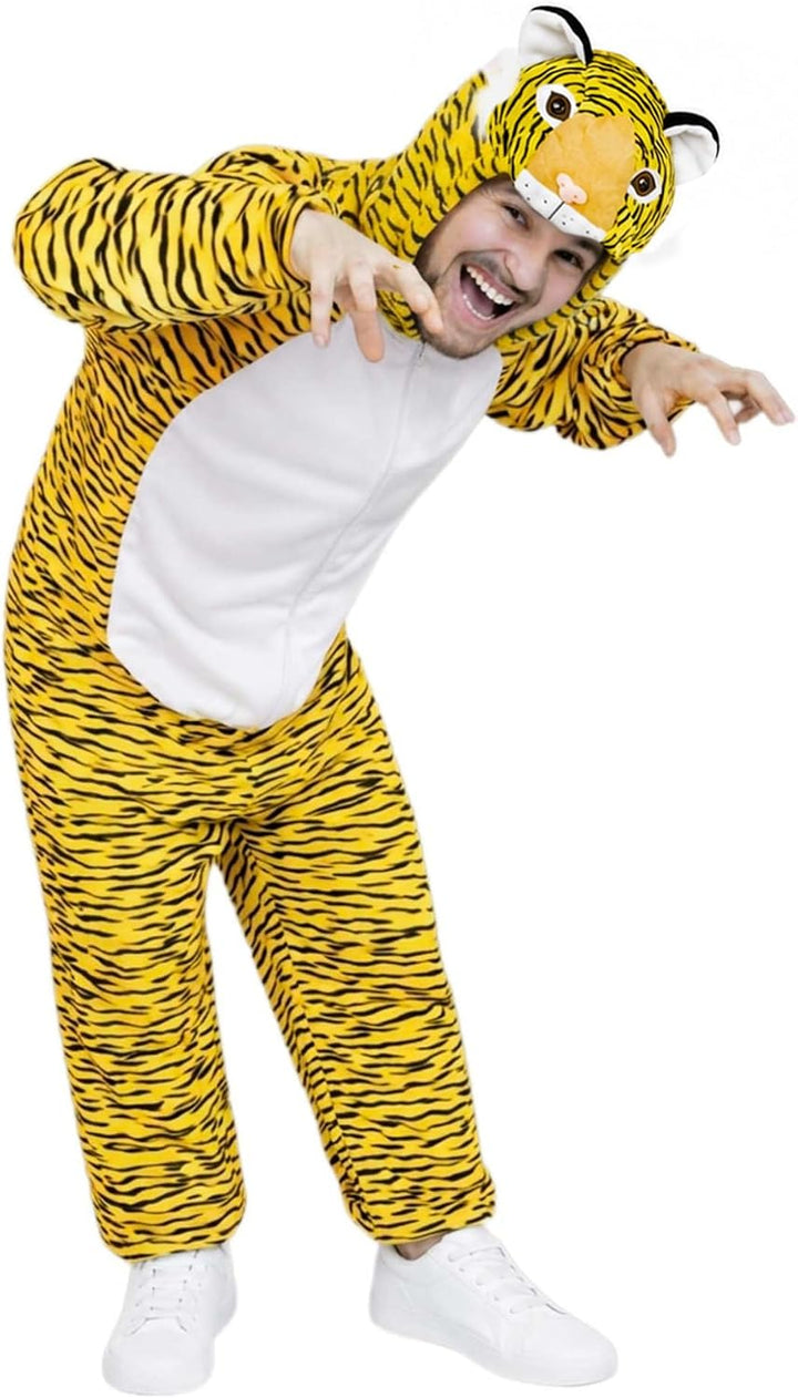 Tiger-Kostüm, An28 XL, für Erwachsen-e Männer Frau-en, Wild-Katze Katzen Kostüm-e Fasching Karneval