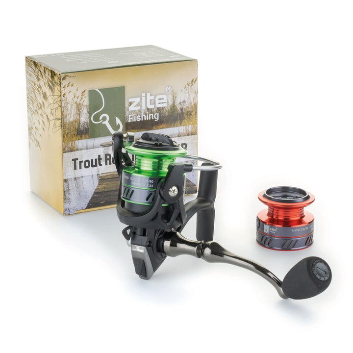 Zite Fishing Ultra Light Angelrolle 1000 3+1BB | Spinnrolle Forellen Spoons Gummiköder Angeln | 2 Al